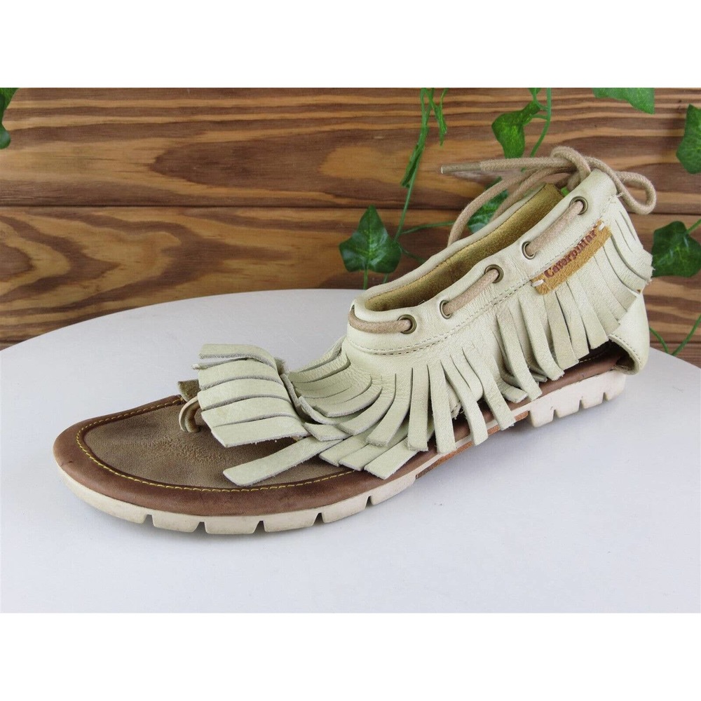 Caterpillar Size 7.5 M Women Sandal Thong Beige‎ Leather
